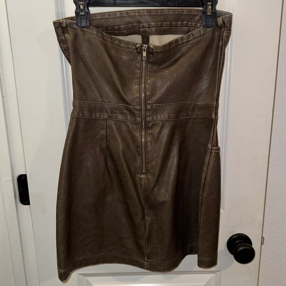 Fashion Nova Faux Leather Strapless Mini Dress – Brown – Size Small - Picture 3 of 5